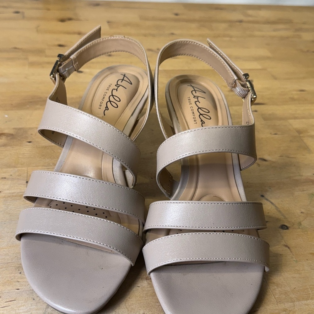 Nude Heels Strappy Slingback Sandals Women’s 8.5 Abella Francine - Picture 3 of 7